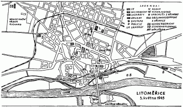 Mapa Litoměřic k 5. Květnu 1945.