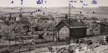 Část panoramatické skládanky části vrchu Bídnice s popisky pana Hrušky.