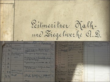 Části „Knihy vápencového lomu společnosti „Leitmeritzer Kalk- und Ziegelwerke A. G.“