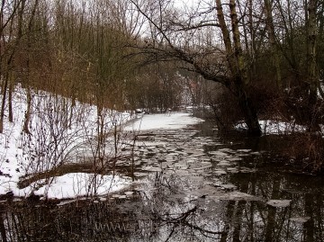 Zvláště v zimě, kdy byla půda zmrzlá, se občas celé údolí naplní vodou… Pohled směrem k bývalé kotelně.