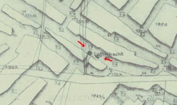 Mapa a místa focení níže popisované větrací šachty.