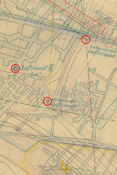 Pojmenování „Luftschacht“ a „Wetterschacht“ najdeme na pracovní mapě továrny Richard vytvořené 17. 05. 1944.