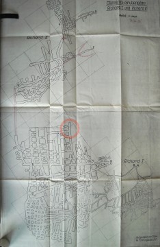 Mapa Richard I., ze dne 7. 8. 1944. Bez vyznačené chodby E …