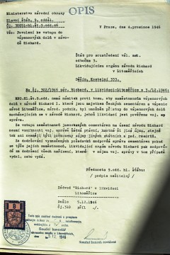 4. 12. 1946. Ministerstvo národní obrany nemá námitky k zahájení těžby vápence v závodu Richard I.