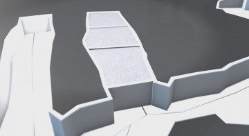 Část prostorového modelu, na kterém je znázorněna uzavřená chodba (uprostřed), chodby přichystaná na ukládání a následnou betonáž (nalevo). Zdroj fotografie – oficiální stránky SURAO.